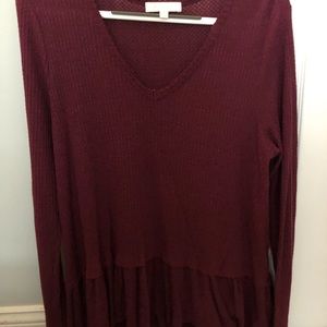 Eri + Ali long sleeve top. Maroon. Size L.